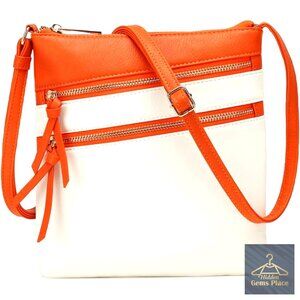 Small PU Leather Crossbody Bag Adjustable Strap Multiple Compartments Satchel